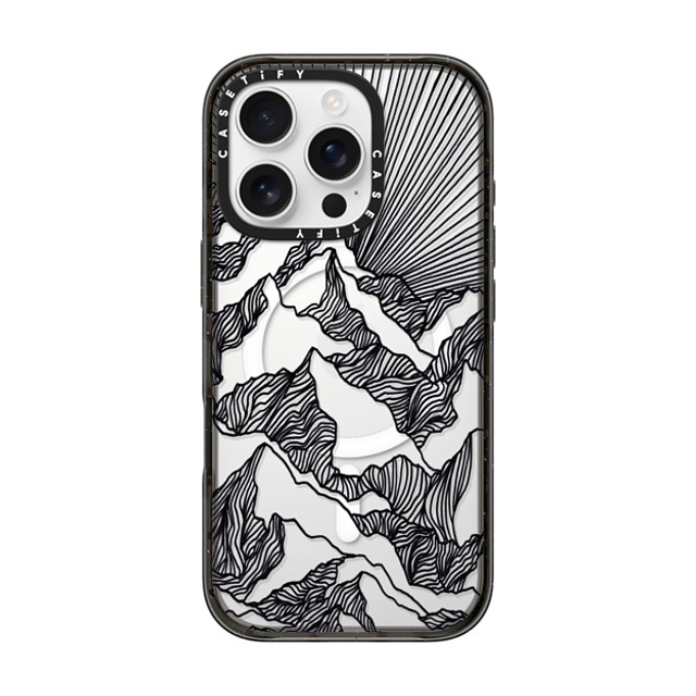 Ebi Emporium x CASETiFY iPhone 16 Pro ケース ブラック インパクトケース MagSafe対応 AIM HIGH 1, MOUNTAINS B & W MINIMALIST NATURE ILLUSTRATION