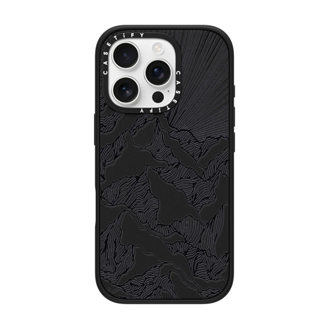 Ebi Emporium x CASETiFY iPhone 16 Pro ケース マットブラック インパクトケース MagSafe対応 AIM HIGH 1, MOUNTAINS B & W MINIMALIST NATURE ILLUSTRATION