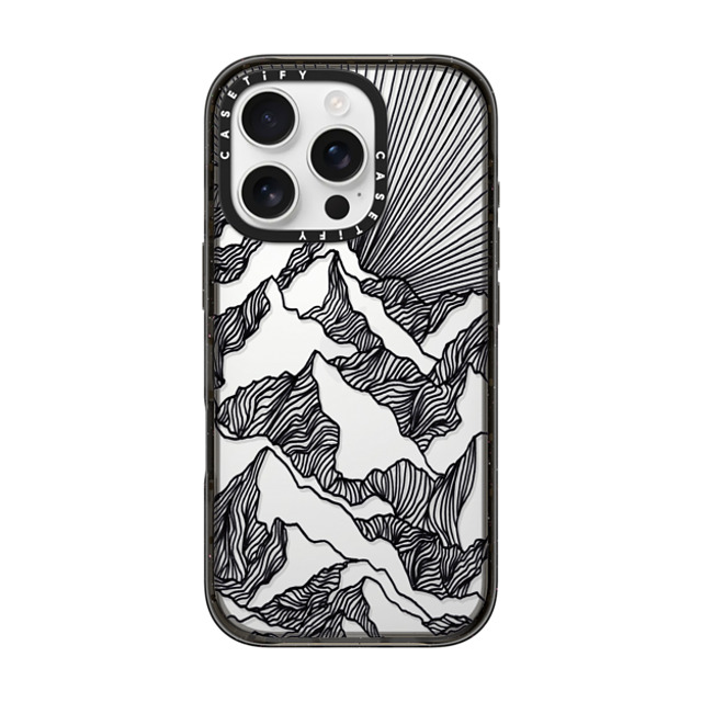 Ebi Emporium x CASETiFY iPhone 16 Pro ケース ブラック インパクトケース AIM HIGH 1, MOUNTAINS B & W MINIMALIST NATURE ILLUSTRATION