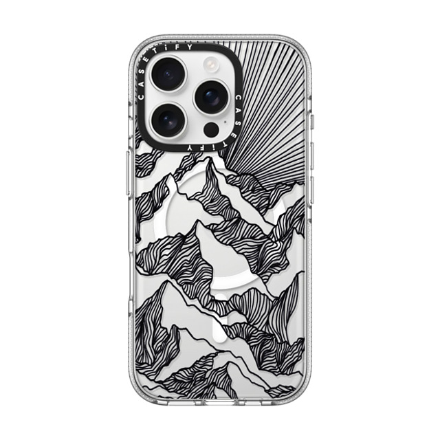 Ebi Emporium x CASETiFY iPhone 16 Pro ケース クリア クリア ケース MagSafe対応 AIM HIGH 1, MOUNTAINS B & W MINIMALIST NATURE ILLUSTRATION