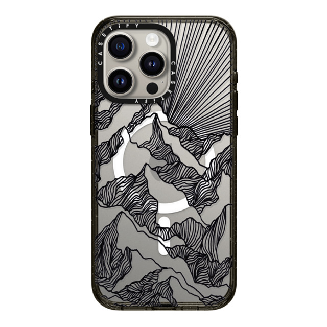 Ebi Emporium x CASETiFY iPhone 15 Pro Max ケース ブラック インパクトケース MagSafe対応 AIM HIGH 1, MOUNTAINS B & W MINIMALIST NATURE ILLUSTRATION