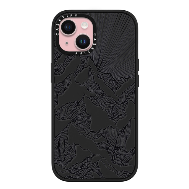 Ebi Emporium x CASETiFY iPhone 15 ケース マットブラック インパクトケース MagSafe対応 AIM HIGH 1, MOUNTAINS B & W MINIMALIST NATURE ILLUSTRATION