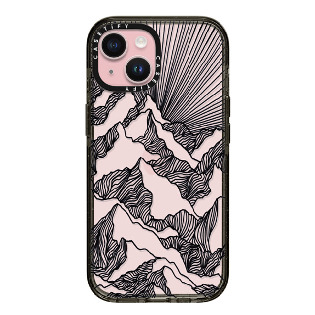 Ebi Emporium x CASETiFY iPhone 15 ケース ブラック インパクトケース AIM HIGH 1, MOUNTAINS B & W MINIMALIST NATURE ILLUSTRATION