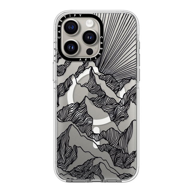 Ebi Emporium x CASETiFY iPhone 15 Pro Max ケース クリア クリア ケース MagSafe対応 AIM HIGH 1, MOUNTAINS B & W MINIMALIST NATURE ILLUSTRATION