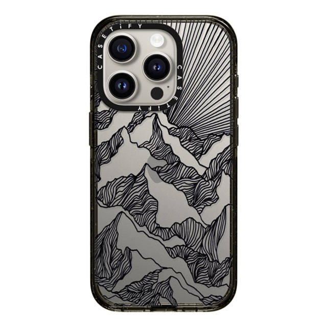 Ebi Emporium x CASETiFY iPhone 15 Pro ケース ブラック インパクトケース AIM HIGH 1, MOUNTAINS B & W MINIMALIST NATURE ILLUSTRATION