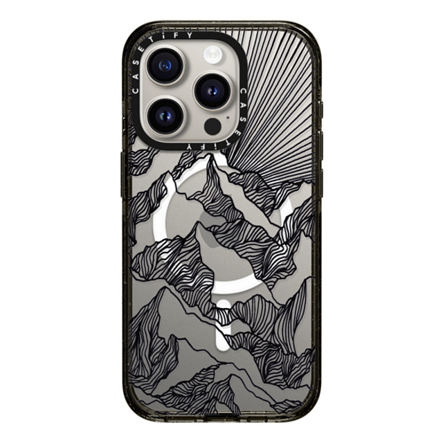 Ebi Emporium x CASETiFY iPhone 15 Pro ケース ブラック インパクトケース MagSafe対応 AIM HIGH 1, MOUNTAINS B & W MINIMALIST NATURE ILLUSTRATION