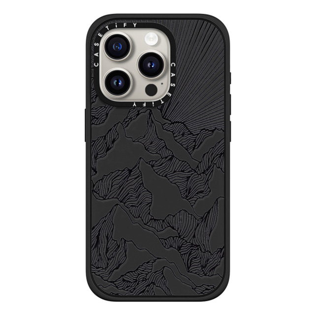 Ebi Emporium x CASETiFY iPhone 15 Pro ケース マットブラック インパクトケース MagSafe対応 AIM HIGH 1, MOUNTAINS B & W MINIMALIST NATURE ILLUSTRATION