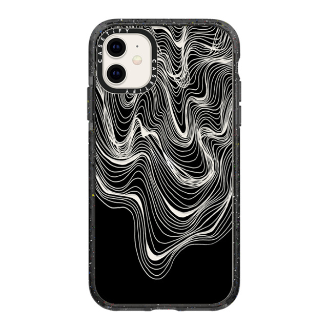 Ebi Emporium x CASETiFY iPhone 11 ケース ブラック インパクトケース WOBBLE 2, BLACK & WHITE MINIMALIST OCEAN WAVES LINEAR ILLUSTRATION