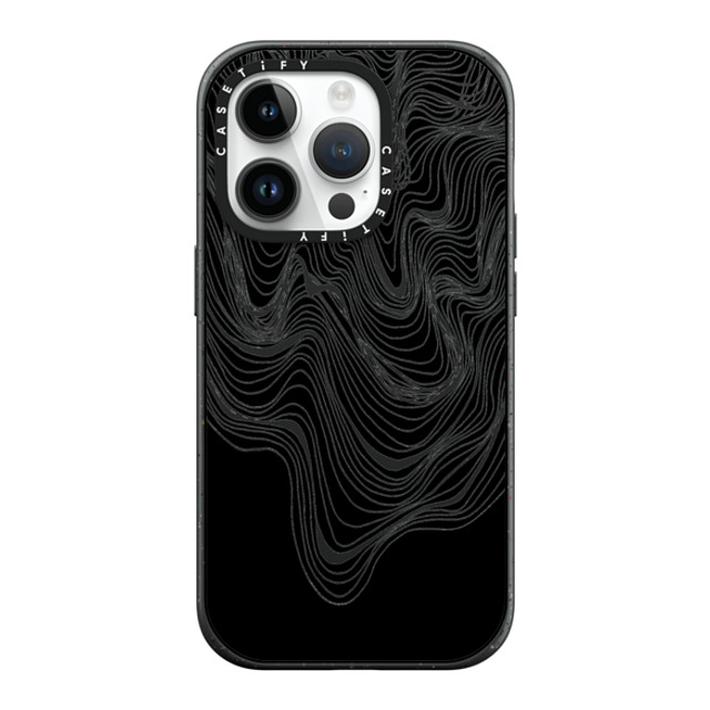 Ebi Emporium x CASETiFY iPhone 14 Pro ケース マットブラック インパクトケース MagSafe対応 WOBBLE 2, BLACK & WHITE MINIMALIST OCEAN WAVES LINEAR ILLUSTRATION