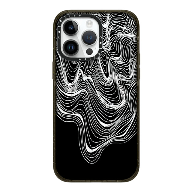 Ebi Emporium x CASETiFY iPhone 14 Pro Max ケース ブラック インパクトケース MagSafe対応 WOBBLE 2, BLACK & WHITE MINIMALIST OCEAN WAVES LINEAR ILLUSTRATION