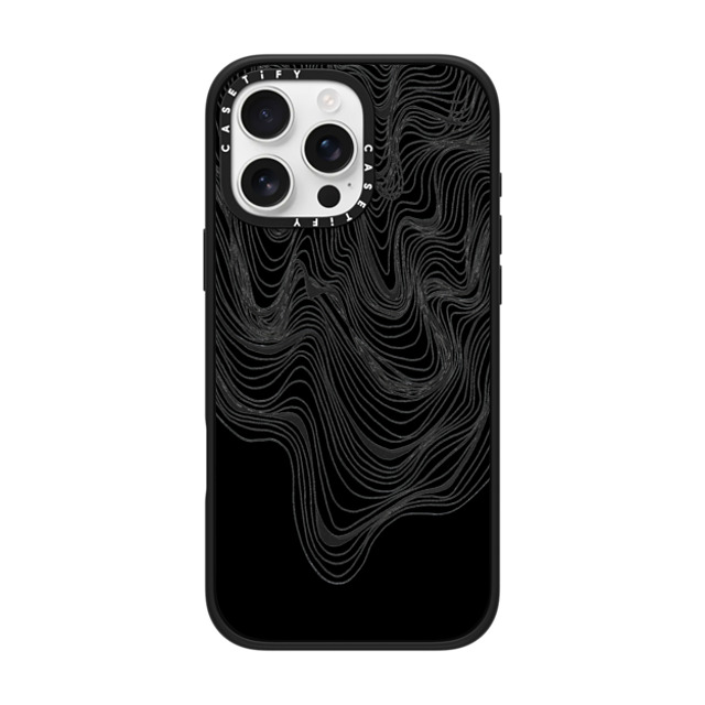 Ebi Emporium x CASETiFY iPhone 16 Pro Max ケース マットブラック インパクトケース MagSafe対応 WOBBLE 2, BLACK & WHITE MINIMALIST OCEAN WAVES LINEAR ILLUSTRATION