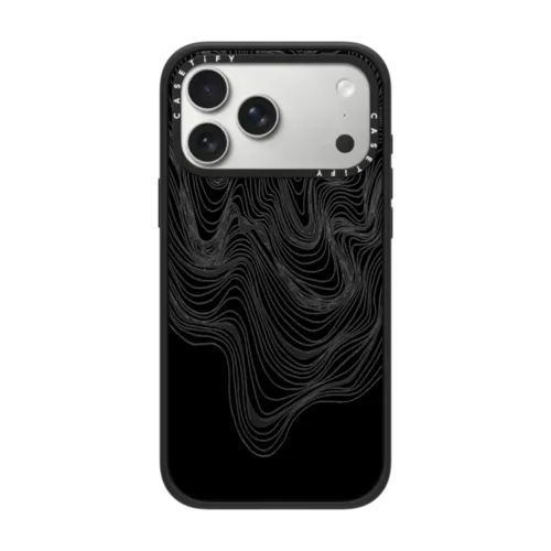 iPhone 17 Pro Max - WOBBLE 2, BLACK & WHITE MINIMALIST OCEAN WAVES LINEAR ILLUSTRATION