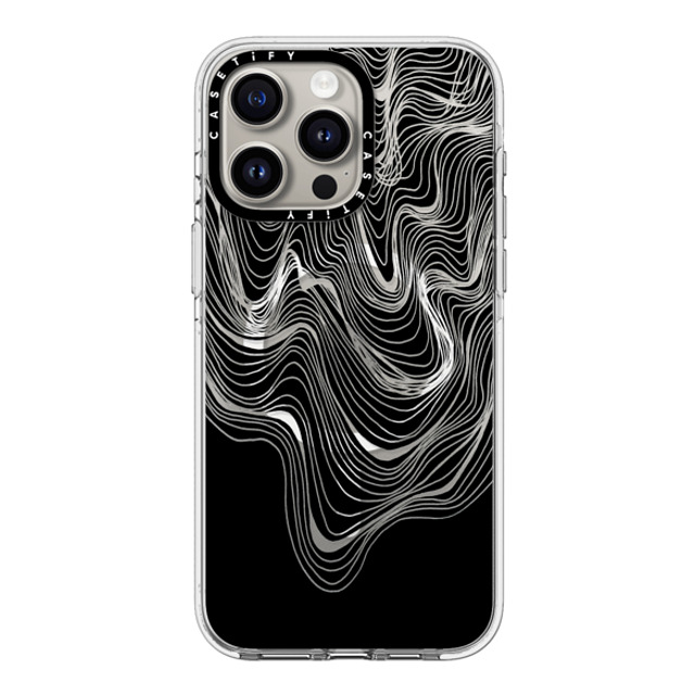 Ebi Emporium x CASETiFY iPhone 15 Pro Max ケース クリア クリア ケース MagSafe対応 WOBBLE 2, BLACK & WHITE MINIMALIST OCEAN WAVES LINEAR ILLUSTRATION