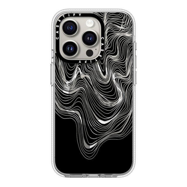 Ebi Emporium x CASETiFY iPhone 15 Pro ケース クリア クリア ケース MagSafe対応 WOBBLE 2, BLACK & WHITE MINIMALIST OCEAN WAVES LINEAR ILLUSTRATION