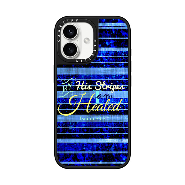 Ebi Emporium x CASETiFY iPhone 16 Case Black on Black ミラーケース MagSafe対応 BY HIS STRIPES I AM HEALED Isaiah 53:5 Bold Colorful Blue Turquoise Pattern Fine Art Typography Christian Jesus Christ God Bible Verse Scripture Inspiration Faith Modern Painting Ebi Emporium x CASETiFY iPhone 16 Case Black on Black ミラーケース MagSafe対応 BY HIS STRIPES I AM HEALED Isaiah 53:5 Bold Colorful Blue Turquoise Pattern Fine Art Typography Christian Jesus Christ God Bible Verse Scripture Inspiration Faith Modern Painting