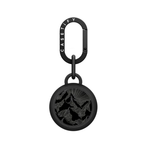 AirTag - AIM HIGH 2 AIR TAG, MOUNTAINS ABSTRACT MINIMALIST BLACK & WHITE EXPLORE MOUNTAIN NATURE ILLUSTRATION By Ebi Emporium