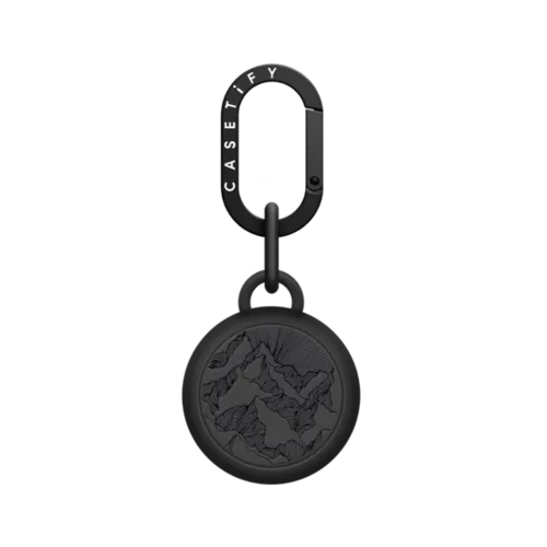AirTag - AIM HIGH 1 AIR TAG, MOUNTAINS ABSTRACT MINIMALIST BLACK & WHITE EXPLORE MOUNTAIN NATURE ILLUSTRATION By Ebi Emporium