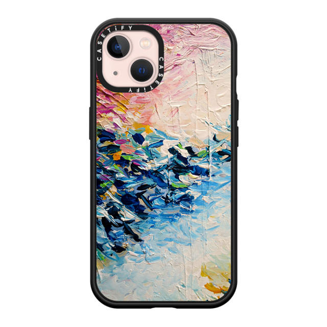 Ebi Emporium x CASETiFY iPhone 13 ケース マットブラック インパクトケース MagSafe対応 PARADISE DREAMING - Lovely Tropical Island Dreams Whimsical Colorful Bold Rainbow Pastel Abstract Lagoon Nature White Pink Blue Painting