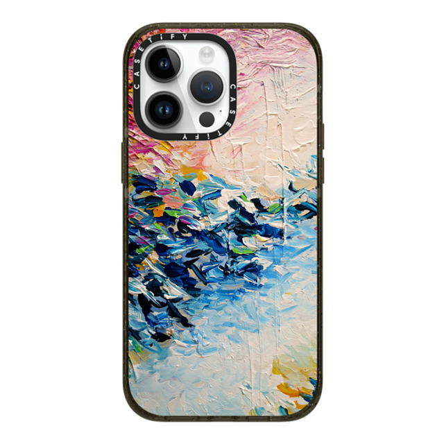 Ebi Emporium x CASETiFY iPhone 14 Pro Max ケース ブラック インパクトケース MagSafe対応 PARADISE DREAMING - Lovely Tropical Island Dreams Whimsical Colorful Bold Rainbow Pastel Abstract Lagoon Nature White Pink Blue Painting