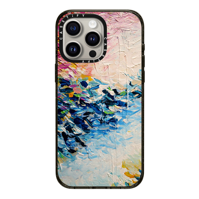 Ebi Emporium x CASETiFY iPhone 15 Pro Max ケース ブラック インパクトケース MagSafe対応 PARADISE DREAMING - Lovely Tropical Island Dreams Whimsical Colorful Bold Rainbow Pastel Abstract Lagoon Nature White Pink Blue Painting