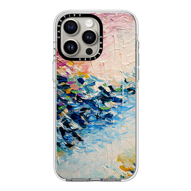 Ebi Emporium x CASETiFY iPhone 15 Pro Max ケース クリア クリア ケース MagSafe対応 PARADISE DREAMING - Lovely Tropical Island Dreams Whimsical Colorful Bold Rainbow Pastel Abstract Lagoon Nature White Pink Blue Painting