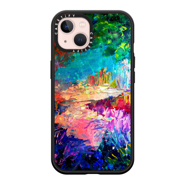 Ebi Emporium x CASETiFY iPhone 13 ケース マットブラック インパクトケース MagSafe対応 WELCOME TO UTOPIA - Colorful Magical Forest Abstract Trees Floral Nature Galaxy Flowers Rainbow Bold Whimsical Fairy Land Painting