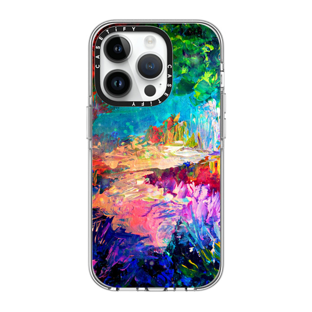 Ebi Emporium x CASETiFY iPhone 14 Pro ケース クリア クリア ケース MagSafe対応 WELCOME TO UTOPIA - Colorful Magical Forest Abstract Trees Floral Nature Galaxy Flowers Rainbow Bold Whimsical Fairy Land Painting