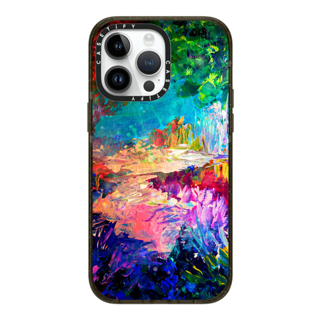 Ebi Emporium x CASETiFY iPhone 14 Pro Max ケース ブラック インパクトケース MagSafe対応 WELCOME TO UTOPIA - Colorful Magical Forest Abstract Trees Floral Nature Galaxy Flowers Rainbow Bold Whimsical Fairy Land Painting