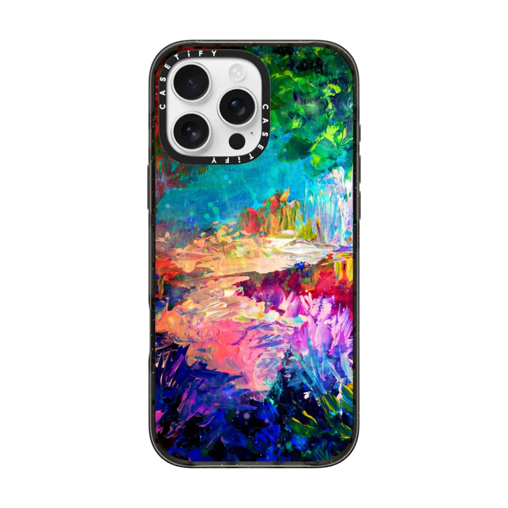 Impact iPhone 16 Pro Max Case MagSafe Compatible - WELCOME TO UTOPIA - Colorful Magical Forest Abstract Trees Floral Nature Galaxy Flowers Rainbow Bold Whimsical Fairy Land Painting