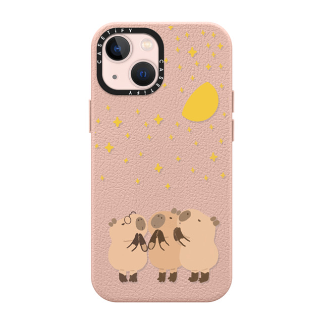 Capybara Biubiu x CASETiFY iPhone 13 Mini ケース ライトピンク ペブルケース MagSafe対応 Wishing Capybara