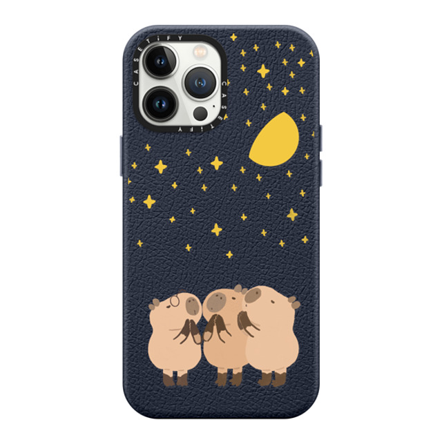 Capybara Biubiu x CASETiFY iPhone 13 Pro Max ケース ネイビーブルー ペブルケース MagSafe対応 Wishing Capybara