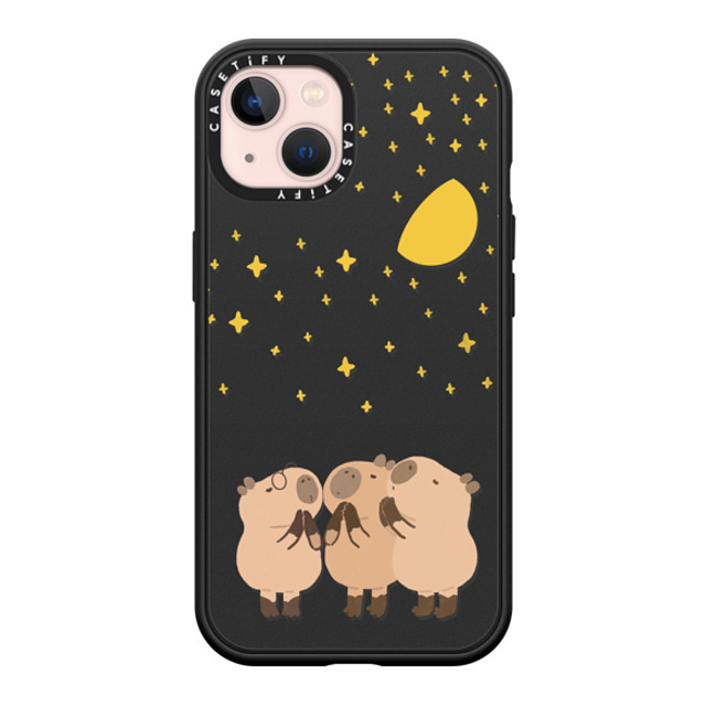 Capybara Biubiu x CASETiFY iPhone 13 ケース マットブラック インパクトケース MagSafe対応 Wishing Capybara