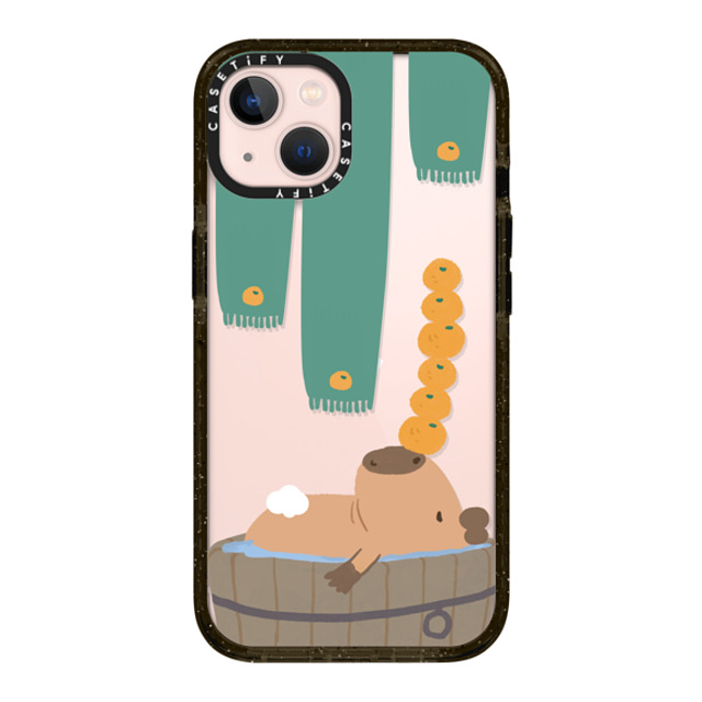 Capybara Biubiu x CASETiFY iPhone 13 ケース ブラック インパクトケース Bathing Capybara