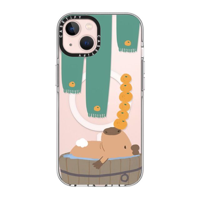 Capybara Biubiu x CASETiFY iPhone 13 ケース クリア クリア ケース MagSafe対応 Bathing Capybara