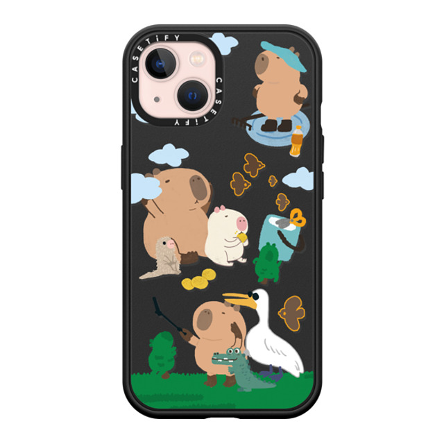 Capybara Biubiu x CASETiFY iPhone 13 ケース マットブラック インパクトケース MagSafe対応 Touring Capybara