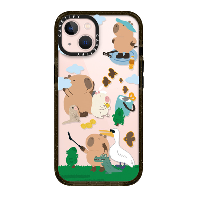 Capybara Biubiu x CASETiFY iPhone 13 ケース ブラック インパクトケース Touring Capybara