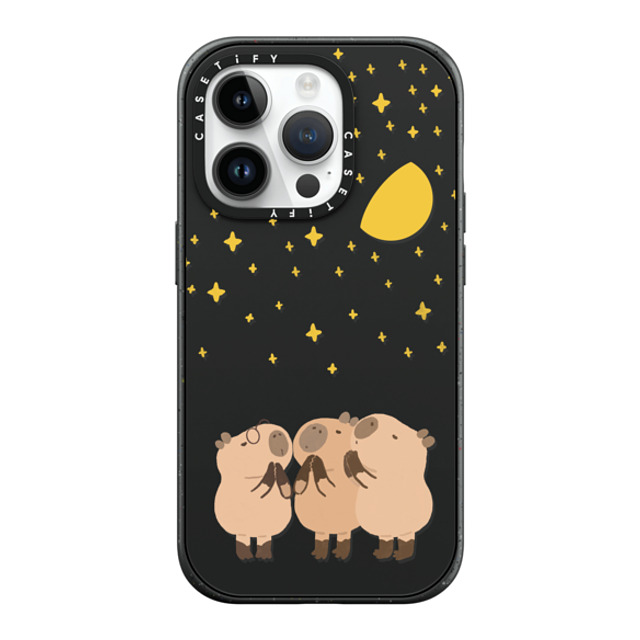 Capybara Biubiu x CASETiFY iPhone 14 Pro ケース マットブラック インパクトケース MagSafe対応 Wishing Capybara