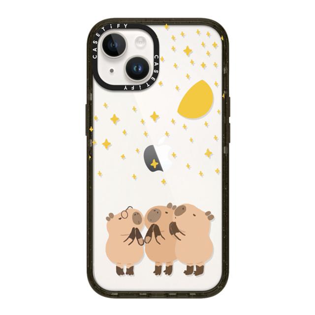 Capybara Biubiu x CASETiFY iPhone 14 ケース ブラック インパクトケース Wishing Capybara