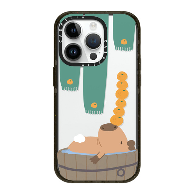 Capybara Biubiu x CASETiFY iPhone 14 Pro ケース ブラック インパクトケース Bathing Capybara