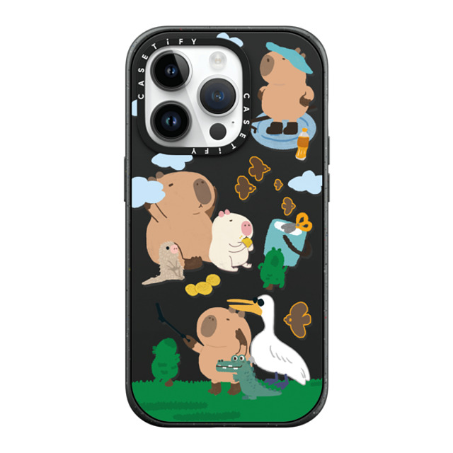 Capybara Biubiu x CASETiFY iPhone 14 Pro ケース マットブラック インパクトケース MagSafe対応 Touring Capybara