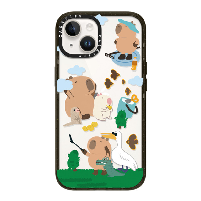 Capybara Biubiu x CASETiFY iPhone 14 ケース ブラック インパクトケース Touring Capybara