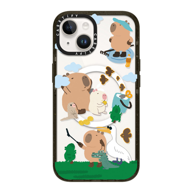 Capybara Biubiu x CASETiFY iPhone 14 ケース ブラック インパクトケース MagSafe対応 Touring Capybara