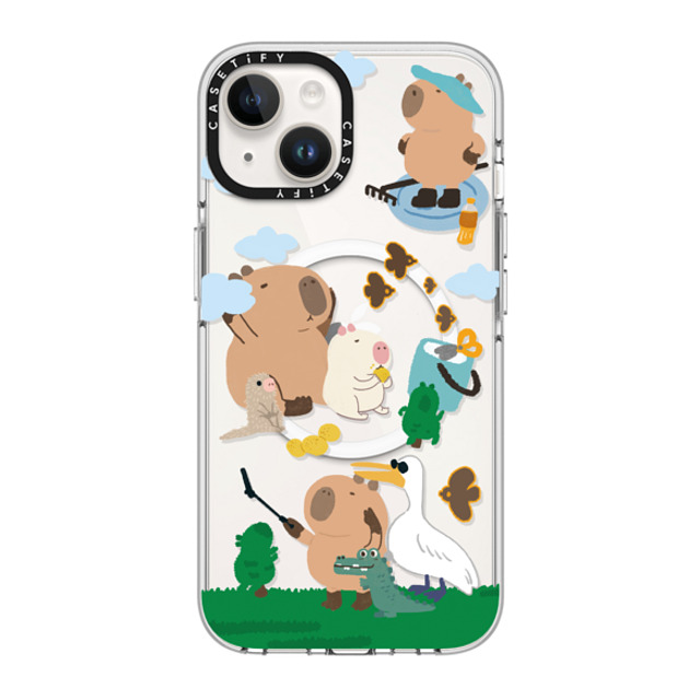 Capybara Biubiu x CASETiFY iPhone 14 ケース クリア クリア ケース MagSafe対応 Touring Capybara