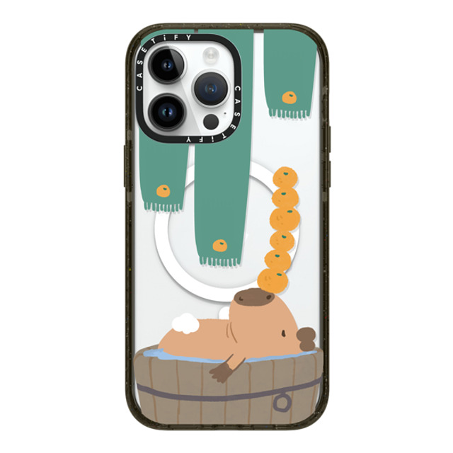 Capybara Biubiu x CASETiFY iPhone 14 Pro Max ケース ブラック インパクトケース MagSafe対応 Bathing Capybara