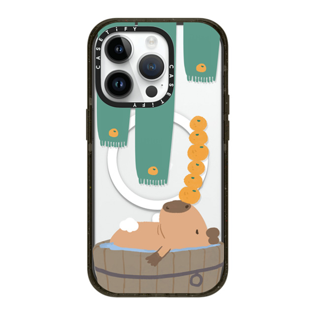 Capybara Biubiu x CASETiFY iPhone 14 Pro ケース ブラック インパクトケース MagSafe対応 Bathing Capybara