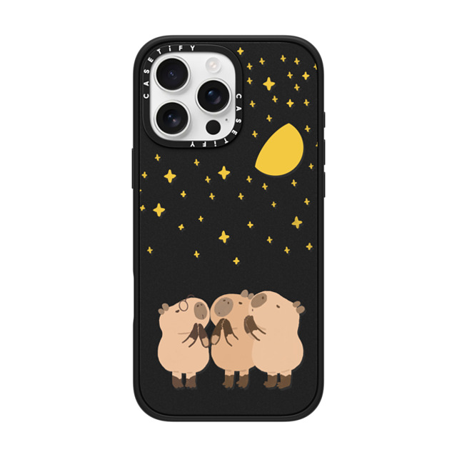 Capybara Biubiu x CASETiFY iPhone 16 Pro Max ケース マットブラック インパクトケース Wishing Capybara