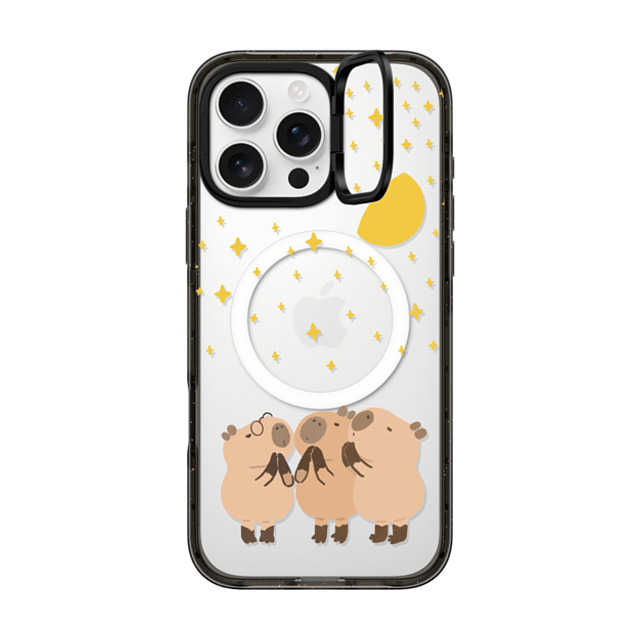 Capybara Biubiu x CASETiFY iPhone 16 Pro Max ケース ブラック インパクトリングスタンドケース MagSafe対応 Wishing Capybara