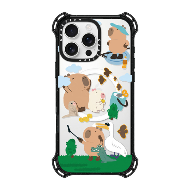 Capybara Biubiu x CASETiFY iPhone 16 Pro Max ケース ブラック バウンスケース Touring Capybara