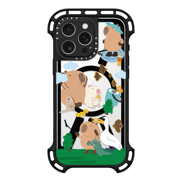 Capybara Biubiu x CASETiFY iPhone 16 Pro Max ケース ブラック ウルトラ バウンスケース MagSafe対応 Touring Capybara