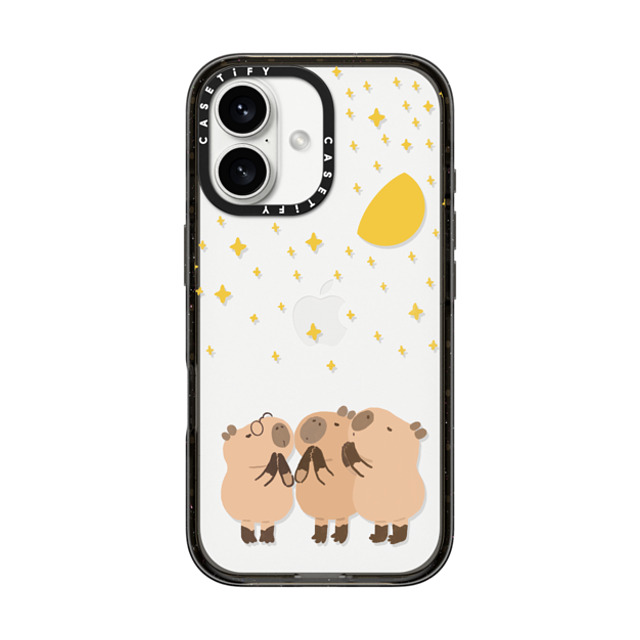 Capybara Biubiu x CASETiFY iPhone 16 ケース ブラック インパクトケース Wishing Capybara